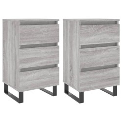 vidaXL Mesita de noche 2 uds madera ingeniería gris Sonoma 40x35x69 cm