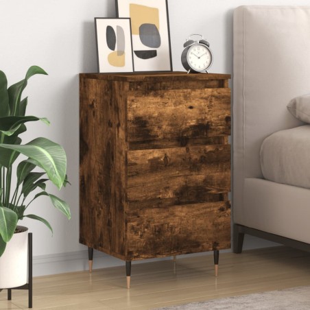 vidaXL Mesita de noche madera de ingeniería roble ahumado 40x35x69 cm