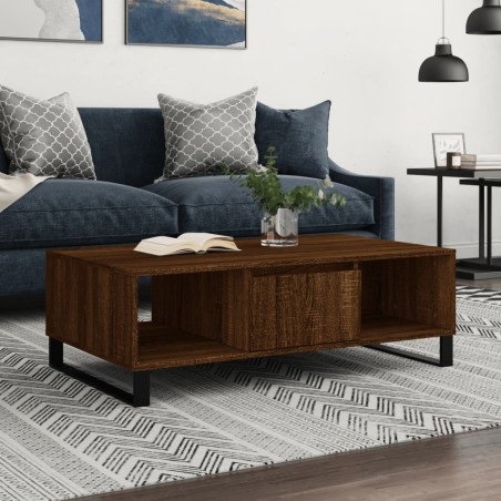 vidaXL Mesa de centro madera de ingeniería roble marrón 104x60x35 cm