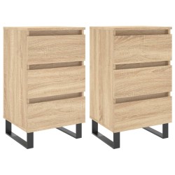 vidaXL Mesita noche 2 uds madera ingeniería roble Sonoma 40x35x69 cm