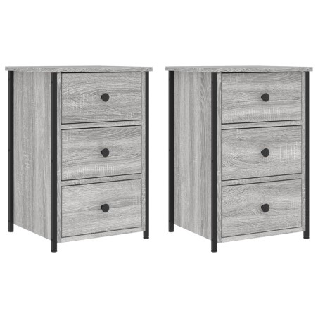 vidaXL Mesitas noche 2 uds madera ingeniería gris Sonoma 40x36x60 cm