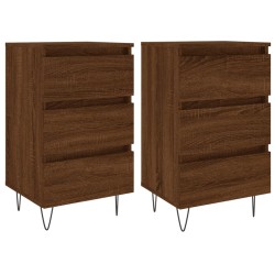 vidaXL Mesitas noche 2 uds madera ingeniería marrón roble 40x35x69 cm
