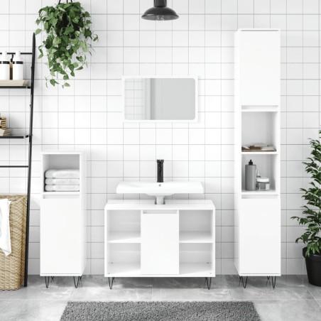 vidaXL Mueble de baño madera de ingeniería blanco brillo 80x33x60 cm