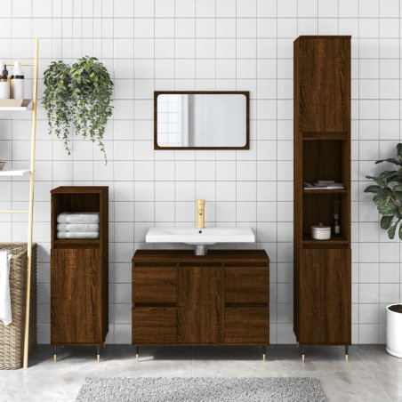 vidaXL Mueble de baño madera de ingeniería roble marrón 80x33x60 cm