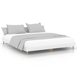 vidaXL Estructura de cama madera contrachapada blanco brillo 140x200cm