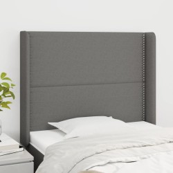 vidaXL Cabecero con orejas de tela gris oscuro 83x16x118/128 cm