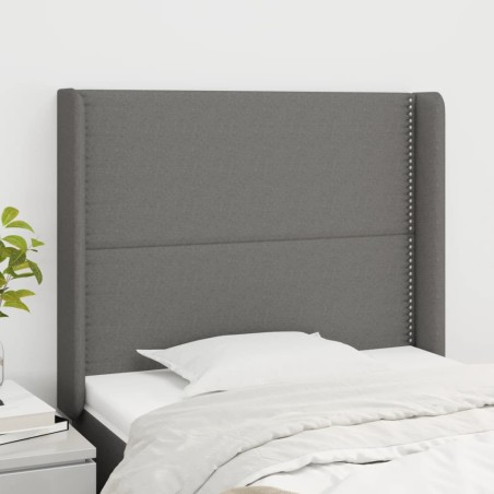 vidaXL Cabecero con orejas de tela gris oscuro 83x16x118/128 cm