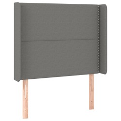 vidaXL Cabecero con orejas de tela gris oscuro 83x16x118/128 cm