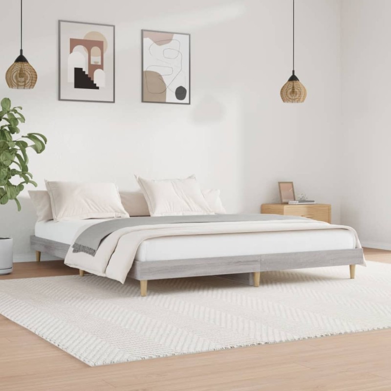vidaXL Estructura de cama madera contrachapada gris Sonoma 120x200 cm vidaXL Estructura de cama madera contrachapada gris Sonoma 120x200 cm