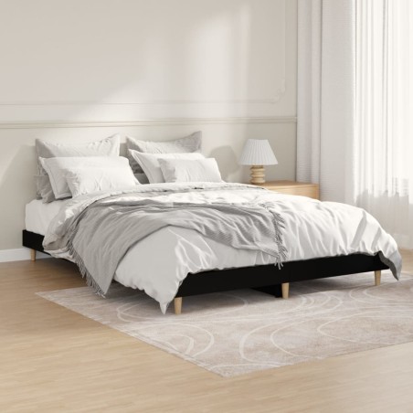 vidaXL Estructura de cama de madera contrachapada negra 140x190 cm
