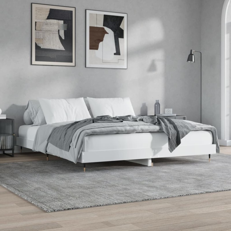vidaXL Estructura de cama con LED madera maciza blanca 200x200 cm vidaXL Estructura de cama con LED madera maciza blanca 200x200 cm