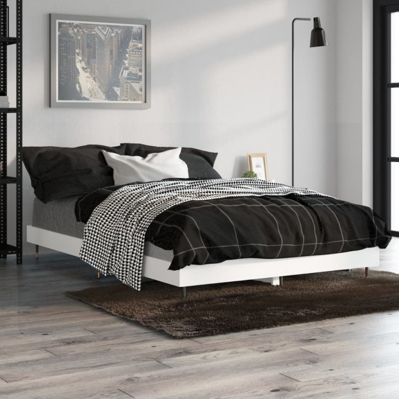 vidaXL Estructura de cama de madera contrachapada blanca 120x190 cm vidaXL Estructura de cama de madera contrachapada blanca 120x190 cm