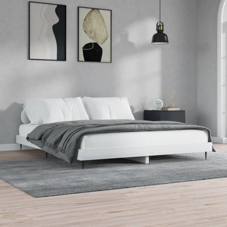 vidaXL Estructura de cama madera contrachapada blanco brillo 180x200cm