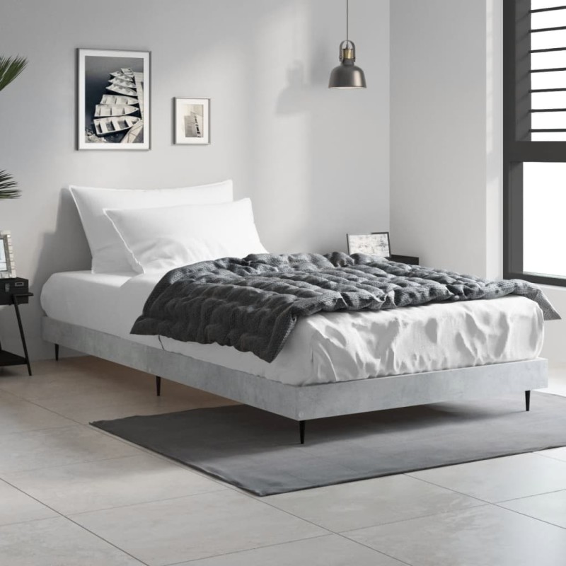 vidaXL Estructura de cama madera contrachapada gris hormigón 90x200cm vidaXL Estructura de cama madera contrachapada gris hormigón 90x200cm