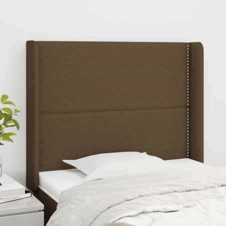 vidaXL Cabecero con orejas de tela marrón oscuro 83x16x118/128 cm