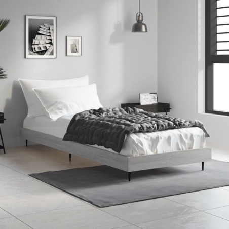 vidaXL Estructura de cama madera contrachapada gris Sonoma 75x190 cm