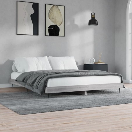 vidaXL Estructura de cama madera contrachapada gris Sonoma 200x200 cm