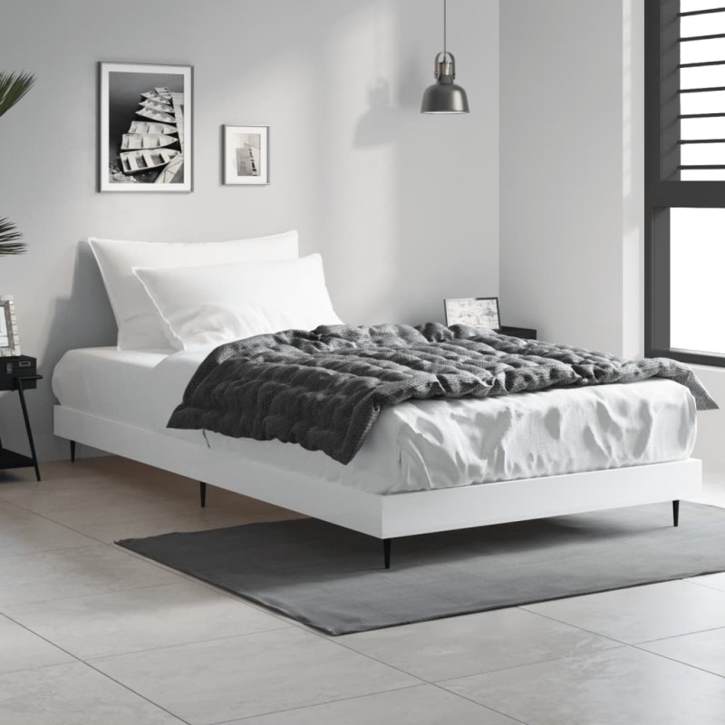 vidaXL Estructura de cama madera contrachapada blanca 90x190 cm vidaXL Estructura de cama madera contrachapada blanca 90x190 cm