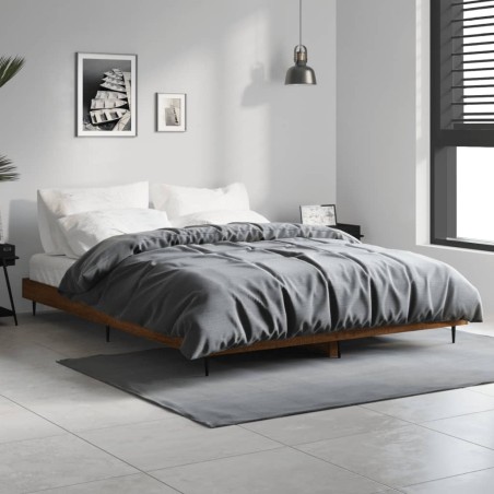 vidaXL Estructura de cama madera contrachapada marrón roble 140x190 cm