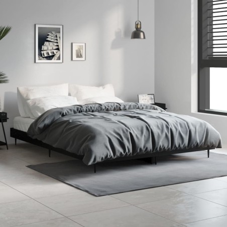 vidaXL Estructura de cama madera contrachapada negra 135x190 cm