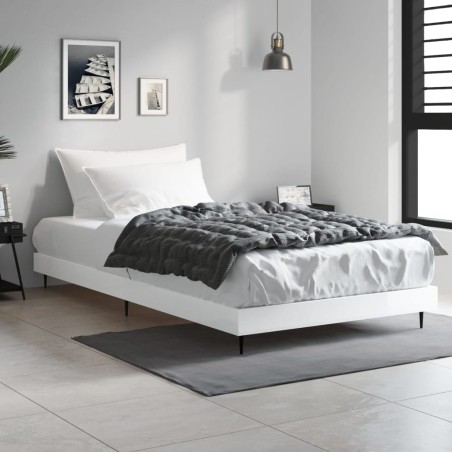 vidaXL Estructura de cama madera contrachapada blanco brillo 90x190 cm