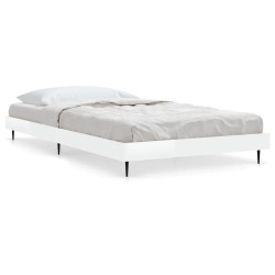 vidaXL Estructura de cama madera contrachapada blanco brillo 90x190 cm