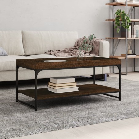 vidaXL Mesa de centro madera de ingeniería marrón roble 100x49x45 cm