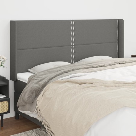 vidaXL Cabecero con orejas de tela gris oscuro 183x16x118/128 cm