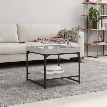 vidaXL Mesa de centro madera de ingeniería gris Sonoma 49,5x49,5x45 cm