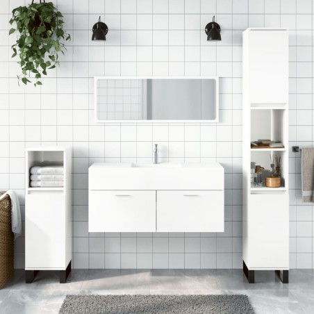 vidaXL Armario de baño con espejo madera de ingeniería blanco brillo