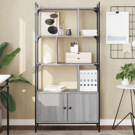 vidaXL Estantería con puertas madera gris Sonoma 76,5x30x154,5 cm
