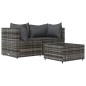 vidaXL Set de muebles de jardín 3 pzas y cojines ratán sintético gris