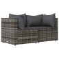 vidaXL Set de muebles de jardín 3 pzas y cojines ratán sintético gris