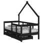 vidaXL Estructura de cama niños con cajones madera pino negro 70x140cm vidaXL Estructura de cama niños con cajones madera pino negro 70x140cm