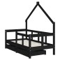 vidaXL Estructura de cama niños con cajones madera pino negro 70x140cm vidaXL Estructura de cama niños con cajones madera pino negro 70x140cm