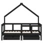 vidaXL Estructura de cama niños con cajones madera pino negro 70x140cm vidaXL Estructura de cama niños con cajones madera pino negro 70x140cm