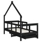 vidaXL Estructura de cama niños con cajones madera pino negro 70x140cm vidaXL Estructura de cama niños con cajones madera pino negro 70x140cm