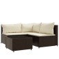 vidaXL Set muebles de jardín 4 piezas y cojines ratán sintético marrón vidaXL Set muebles de jardín 4 piezas y cojines ratán sintético marrón