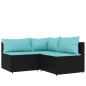 vidaXL Set de muebles de jardín 3 pzas y cojines ratán sintético negro vidaXL Set de muebles de jardín 3 pzas y cojines ratán sintético negro