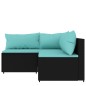 vidaXL Set de muebles de jardín 3 pzas y cojines ratán sintético negro vidaXL Set de muebles de jardín 3 pzas y cojines ratán sintético negro