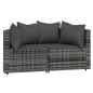 vidaXL Set de muebles de jardín 3 pzas y cojines ratán sintético gris vidaXL Set de muebles de jardín 3 pzas y cojines ratán sintético gris