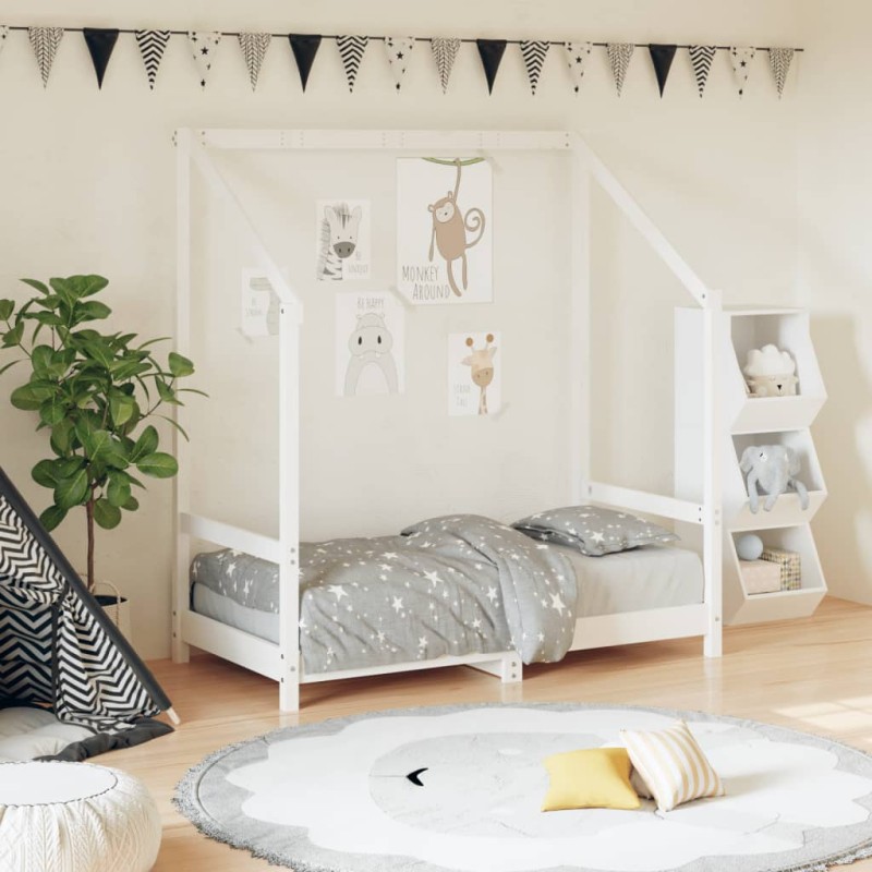 vidaXL Estructura de cama para niños madera de pino blanco 70x140 cm vidaXL Estructura de cama para niños madera de pino blanco 70x140 cm