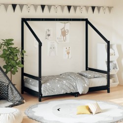 vidaXL Estructura de cama para niños madera de pino negro 80x160 cm