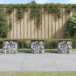 vidaXL Banco jardín diseño gaviones madera pino impregnada 203x31x42cm