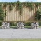 vidaXL Banco jardín diseño gaviones madera pino impregnada 203x31x42cm