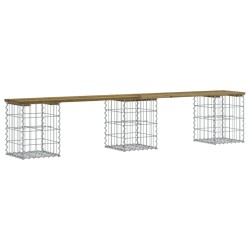 vidaXL Banco jardín diseño gaviones madera pino impregnada 203x31x42cm