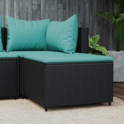 vidaXL Reposapiés de jardín con cojín ratán sintético negro