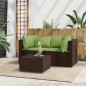 vidaXL Set muebles de jardín 3 piezas y cojines ratán sintético marrón vidaXL Set muebles de jardín 3 piezas y cojines ratán sintético marrón