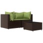 vidaXL Set muebles de jardín 3 piezas y cojines ratán sintético marrón vidaXL Set muebles de jardín 3 piezas y cojines ratán sintético marrón