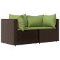 vidaXL Set muebles de jardín 3 piezas y cojines ratán sintético marrón vidaXL Set muebles de jardín 3 piezas y cojines ratán sintético marrón